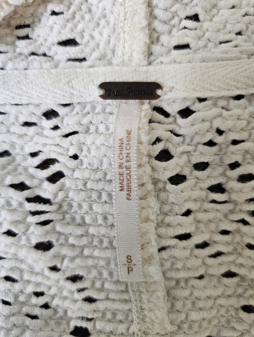 Free People Doily Hooded Cardigan Ivory Open Knit Boho Jacket, Size S - Picture 11 of 11